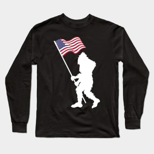 BIgfoot American Flag Funny Sasquatch USA Long Sleeve T-Shirt